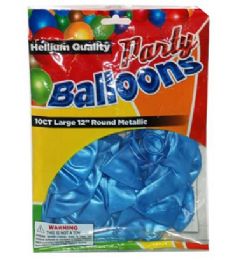 96 Pieces 10 Piece Light Blue Pearlized Balloons - Balloons & Balloon Holder