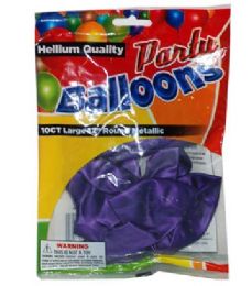 96 Pieces 10 Piece Purple Pearlized Balloons - Balloons & Balloon Holder