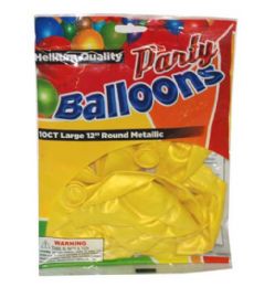 96 Pieces 10 Piece Yellow Pearlized Balloons - Balloons & Balloon Holder