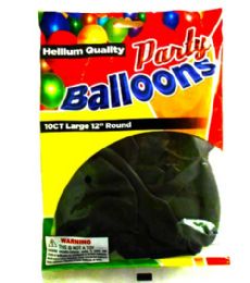 96 Wholesale 10 Piece Black Balloons Standard