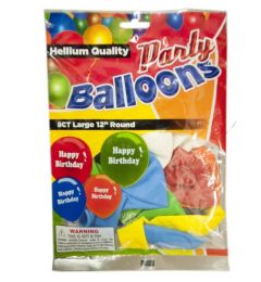 96 Pieces 8 Piece Birthday Balloons Assorted - Balloons & Balloon Holder