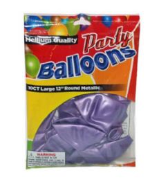 96 Pieces 10 Piece Lavender Pearlized Balloons - Balloons & Balloon Holder