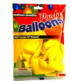 96 Wholesale 10 Piece Yellow Balloons Standard