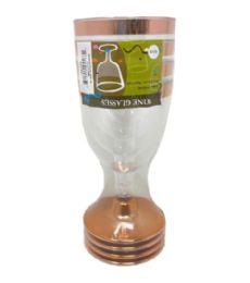 48 Wholesale 4 Pack Wine Glass With Rose Gold Ring
