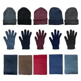 72 Bulk Yacht & Smith Unisex 3 Piece Winter Set Hat, Gloves & Scarf In Assorted Colors