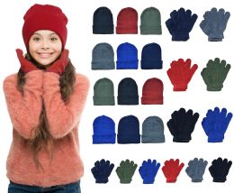 Yacht & Smith Kid's Assorted Colored Winter Beanies & Gloves Set