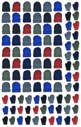 48 Sets Yacht & Smith Kid's Assorted Colored Winter Beanies & Mittens Set - Winter Care Sets