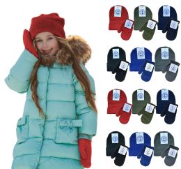 Yacht & Smith Kid's Assorted Colored Winter Beanies & Mittens Set