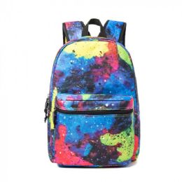 25 Wholesale Printed Backpack With Side Pocket Rainbow Print