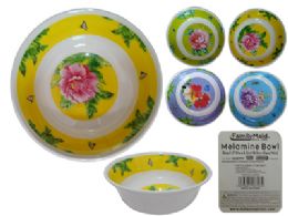 48 Pieces Melamine Bowl 7.3 Inch Diameter X 5.5inch; Flower 4 Asst Design - Plastic Bowls and Plates