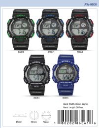 12 Wholesale Digital Watch - 86064 assorted colors