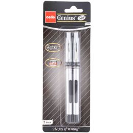 72 Wholesale Pens 2ct Gel Black Ink Genius Quick Dry Carded Ref# Gpggbk0702