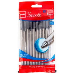 72 Wholesale Pens 10ct Black Ink Ballpoint 1.0mm Ref# Bpsmbk1010