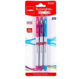 72 Wholesale Pens 3ct Fashion Color Ink 1.0mm Super Glide Carded Ref# Bpsgas1003