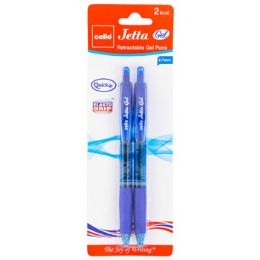 72 Wholesale Pens 2ct Gel Blue Ink Jetta Retractable .7mm Ref# Gpjgbl0702