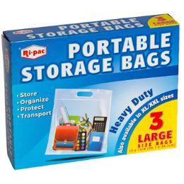 24 Wholesale Storage Bags Portable 3ct Large Zipper Seal 15 X 15 Heavy Duty
