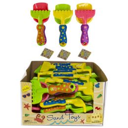 24 Pieces Sand Tool 2pc Shovel/rake Star Print Handle In 24pc Pdq Summer ht - Summer Toys