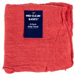 144 Wholesale Shop Towels 3pk Red