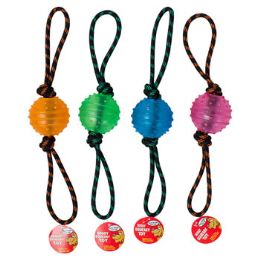 44 Wholesale Dog Toy Rope Chew With 3 Inch Tpr Ball 4 Colors In Pdq #gt11148