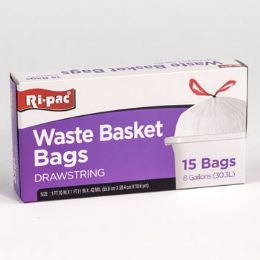 24 Wholesale Trash Bags 15ct - 8 Gallon