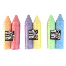 24 Pieces Chalk Sidewalk 2ct Jumbo 7.5inx1.75in Crayon Shape 3ast Shrink W/label - Chalk,Chalkboards,Crayons
