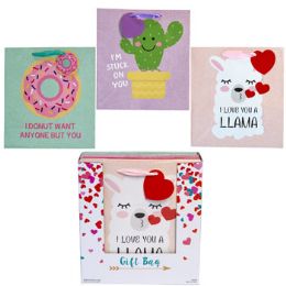 36 Pieces Gift Bag Valentine 3ast W/all Over Glitter 36pc Pdq 9.6 X 10.375 X 4.125in Bag Size - Valentine Gift Bag's
