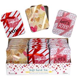 48 Pieces Gift Card Tin W/bow 3ast - Party Paper Goods