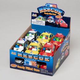 144 Pieces Candy Filled Cars 3asst Rescue Vehicles 12 Pc Counter Display - Food & Beverage