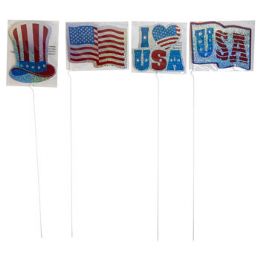 72 Pieces Yard Sign Patriotic Holographic - 4th Of July