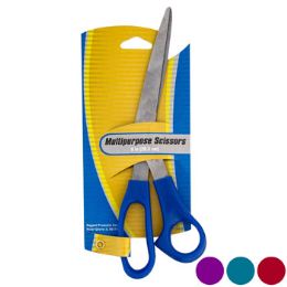 96 Wholesale Scissors 8in Multi Purpose 4ast Color Handles Stat Tcd