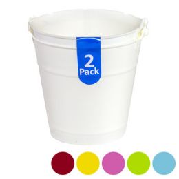 48 Pieces Bucket 2pk Plastic W/handle - Buckets & Basins