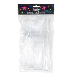 36 Wholesale Cutlery Plastic 24ct Clear