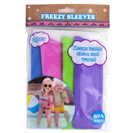 48 Wholesale Ice Pop Freezy Sleeves 4pc Eva In Prtd Opp Bagkeeps Hands Clean & Warm
