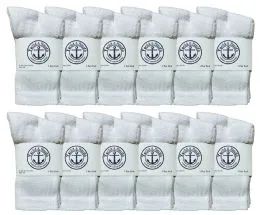 480 Wholesale Yacht & Smith Kids Cotton Crew Socks White With Gray Heel And Toe Size 4-6 Bulk Pack
