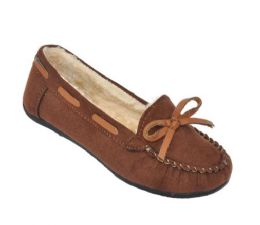 18 of Children's Moccasin Slippers Withfaux Fur Lining In Brown