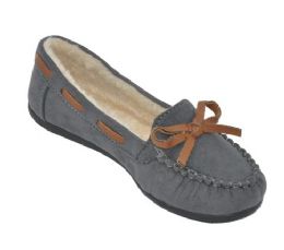 18 of Children's Moccasin Slippers With Faux Fur Lining In Gray
