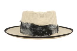 6 Pieces Wide Brim Paper Straw Fedora With Fabric Band Color Natural - Baseball Caps & Snap Backs