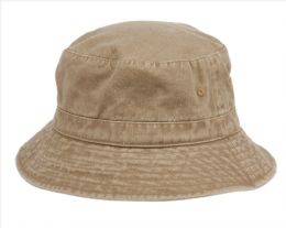 12 Pieces Washed Cotton Bucket Hats Color Khaki - Bucket Hats