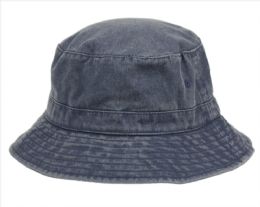 12 Pieces Washed Cotton Bucket Hats Color Navy - Bucket Hats