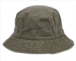 12 Wholesale Washed Cotton Bucket Hats Color Olive