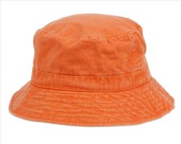 12 Wholesale Washed Cotton Bucket Hats Color Orange