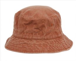 12 Pieces Washed Cotton Bucket Hats Color Rust - Bucket Hats