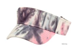 12 Pieces Tie Dye Multi Color Cotton Visor Color Multi Gray - Baseball Caps & Snap Backs