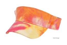 12 Pieces Tie Dye Multi Color Cotton Visor Color Multi Orange - Baseball Caps & Snap Backs