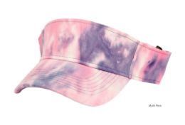 12 Pieces Tie Dye Multi Color Cotton Visor Color Multi Pink - Baseball Caps & Snap Backs