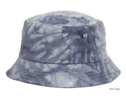 12 Pieces Tie Dye Multi Color Cotton Bucket Hats Multi Indigo - Bucket Hats