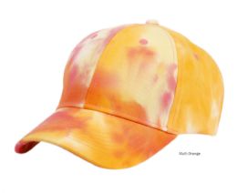 12 Pieces Tie Dye Multi Color Baseball Cap Multi Orange - Baseball Caps & Snap Backs