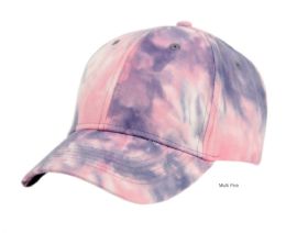 12 Pieces Tie Dye Multi Color Baseball Cap Multi Pink - Baseball Caps & Snap Backs