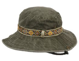 12 Wholesale Washed Cotton Canvas Bucket Hats With Chin Cord Strap