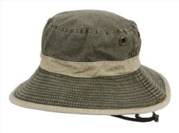 12 Wholesale Washed Cotton Canvas Bucket Hats W/chin Cord Strap